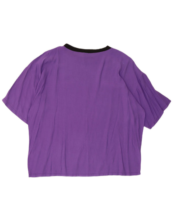T-shirt grafica oversize da donna vintage Top UK 10 piccola viscosa viola