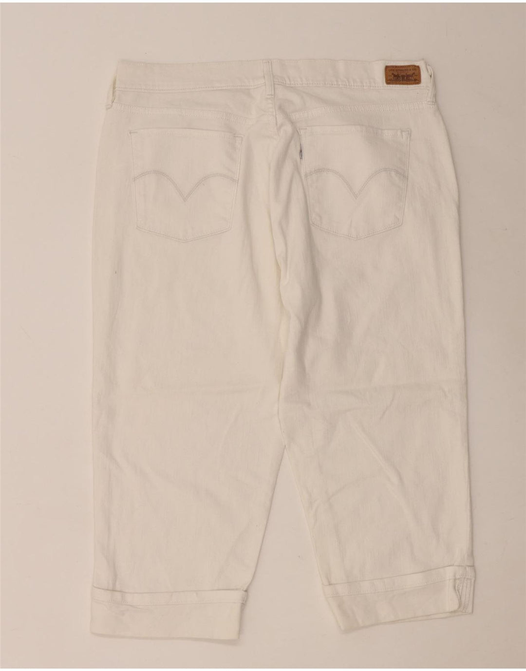 LEVI'S Donna 515 Capri Jeans US 14 Large W36 L20 Cotone bianco
