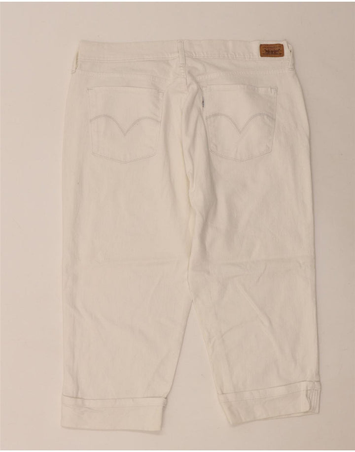 LEVI'S Donna 515 Capri Jeans US 14 Large W36 L20 Cotone bianco