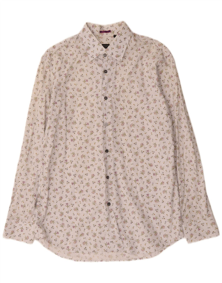 Camicia da uomo Paul Smith taglia 43 17 XL floreale bianca