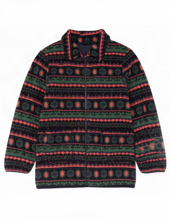 Giacca in pile vintage da uomo UK 44 2XL Fair Isle multicolore