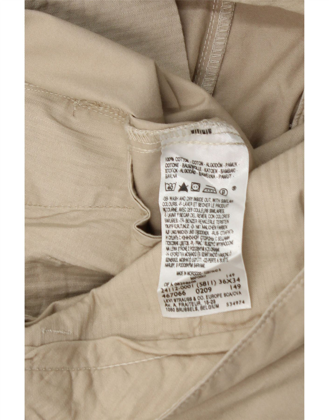 DOCKERS Pantaloni chino slim fit da uomo W36 L30 in cotone beige