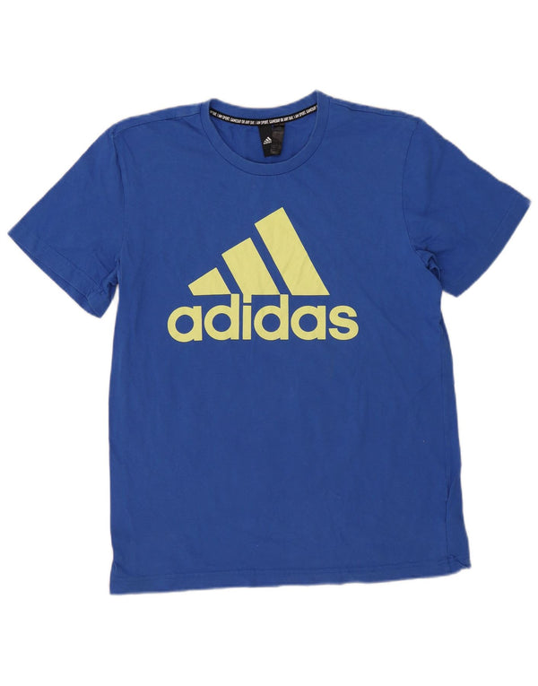 T-shirt grafica da uomo Adidas Top in cotone blu medio