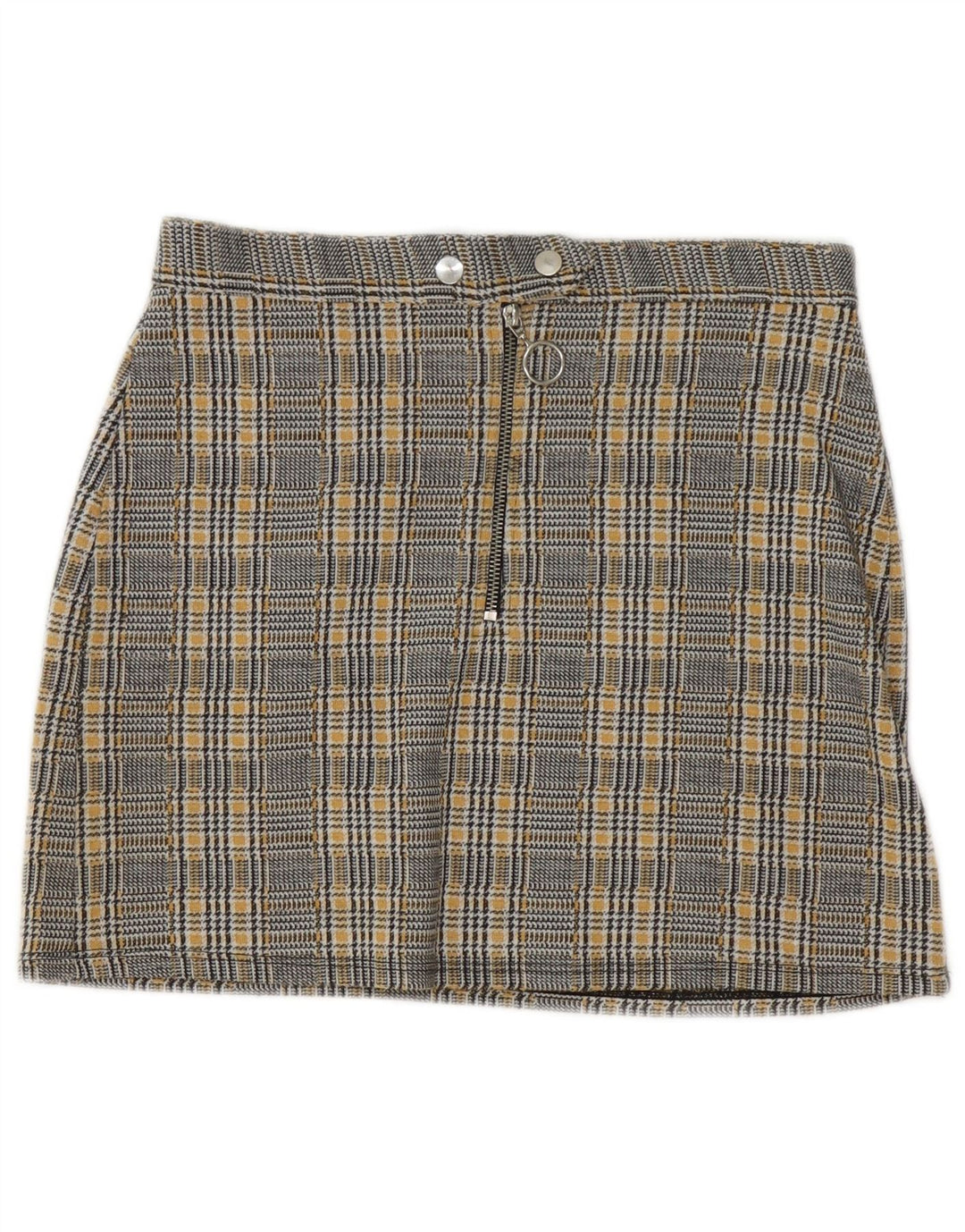 Topshop Minigonna da donna UK 10 Piccola W28 Poliestere pied de poule giallo
