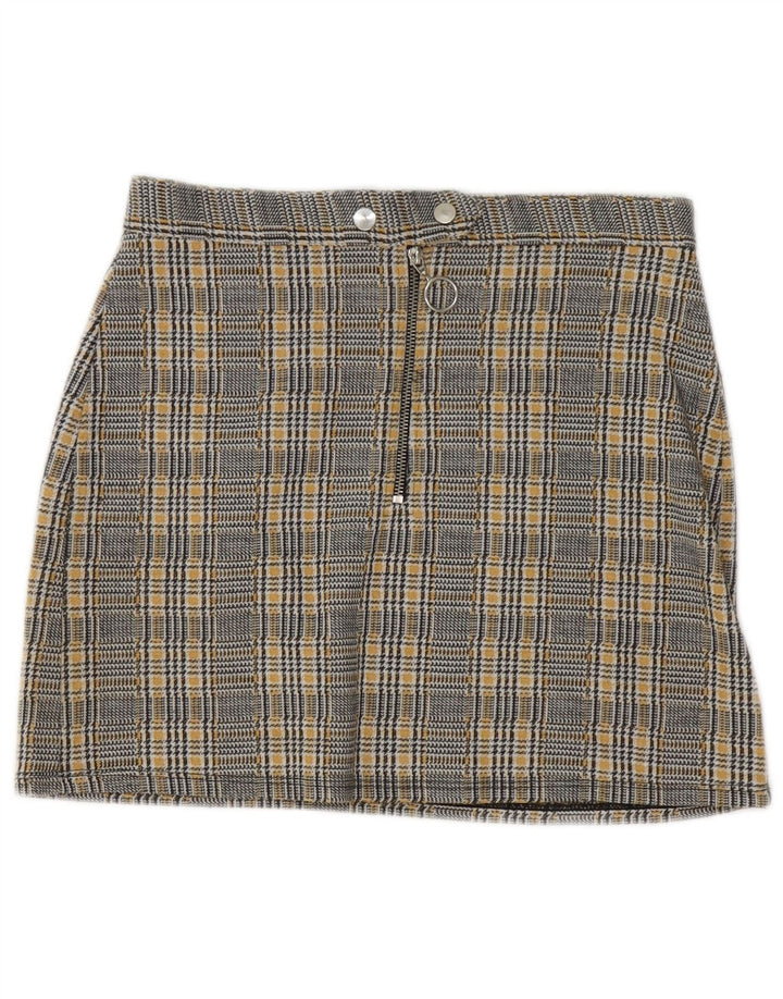 Topshop Minigonna da donna UK 10 Piccola W28 Poliestere pied de poule giallo
