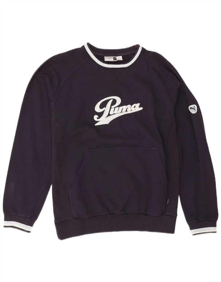 Felpa grafica da uomo Puma Maglione grande in cotone blu navy