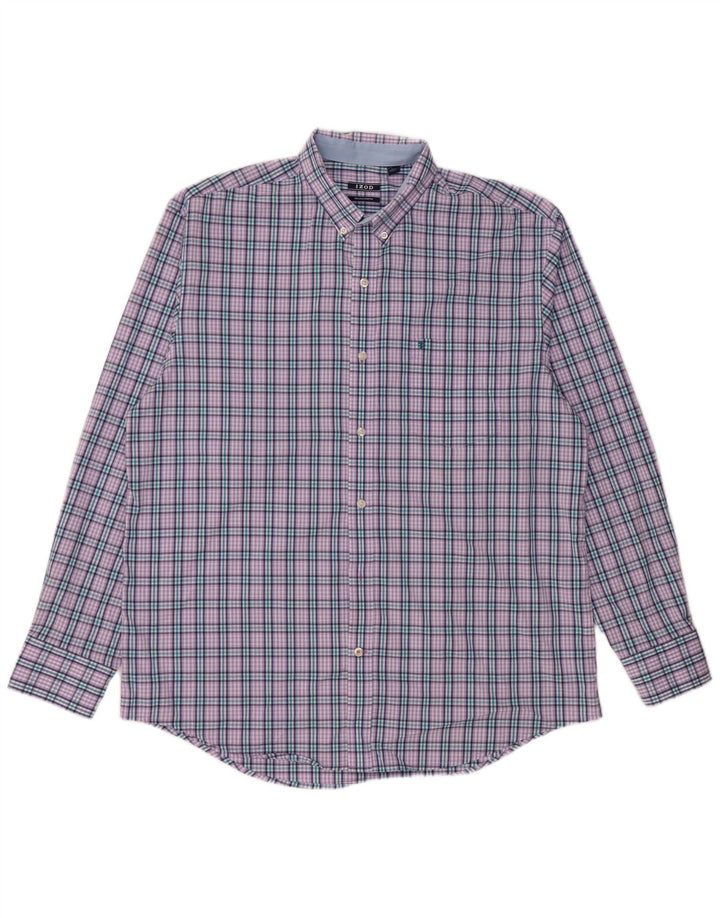Camicia in flanella da uomo IZOD, cotone a quadri viola grande