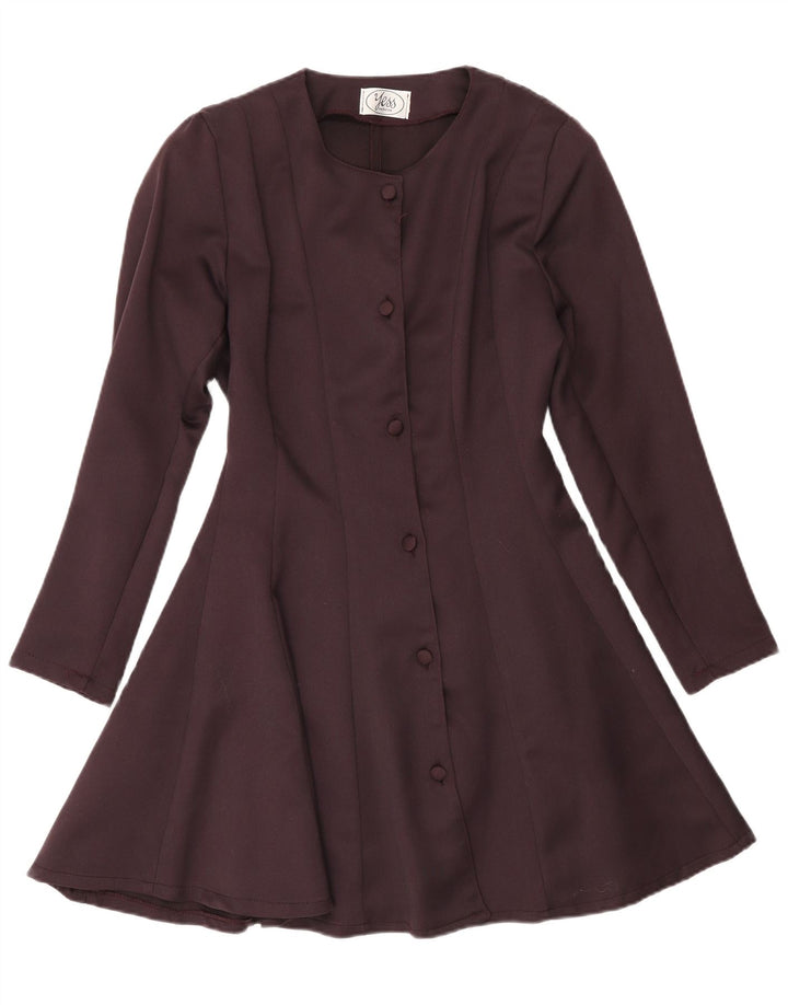 Abito a trapezio a maniche lunghe da donna vintage IT 32 2XS Poliestere marrone