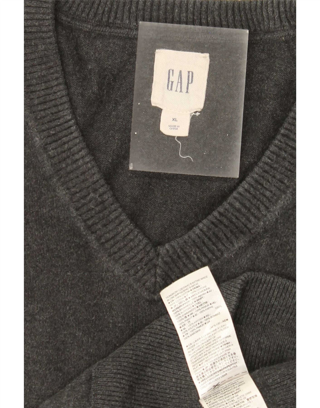Maglione Gap da uomo con scollo a V XL in cotone grigio
