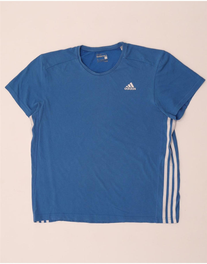 T-shirt Adidas Climalite da uomo grande in cotone blu
