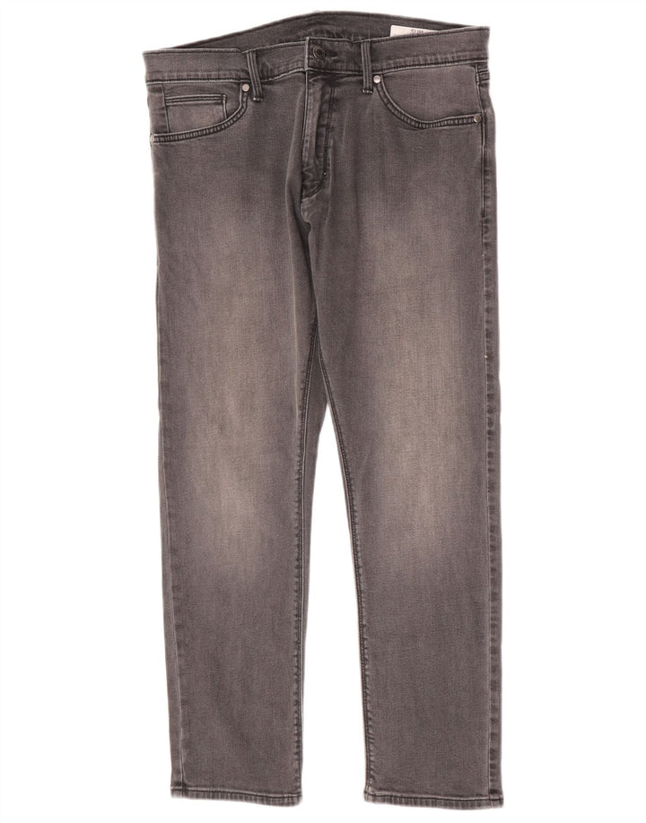 Jeans slim da uomo Marks & Spencer W34 L29 cotone grigio