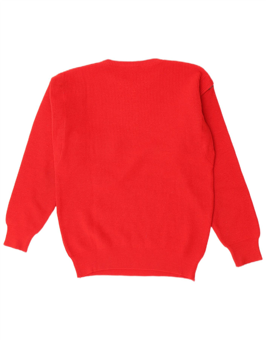 Maglione girocollo da uomo vintage in lana vergine rosso medio