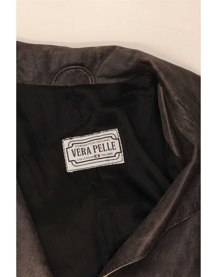 Cappotto in pelle vintage da donna IT 42 medio nero