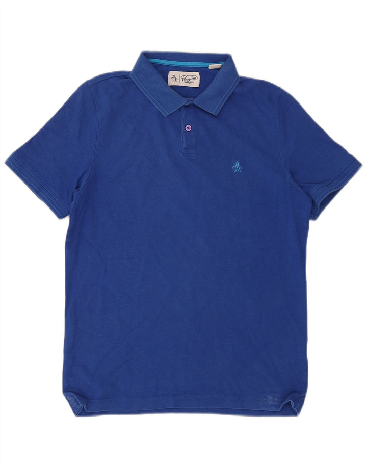 Polo da uomo Penguin in cotone blu medio