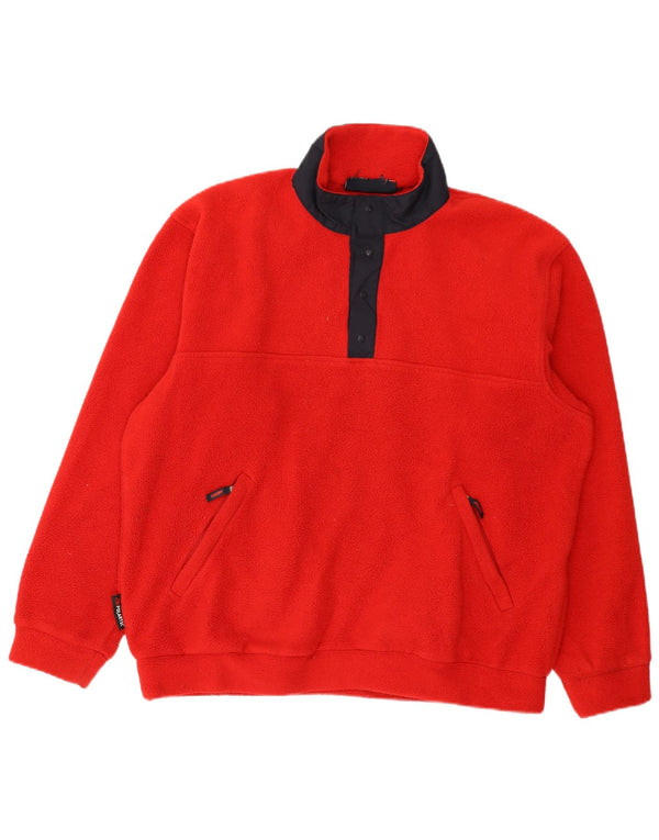 Musto Mens Button Neck Fleece Jumper Large Red Polyester