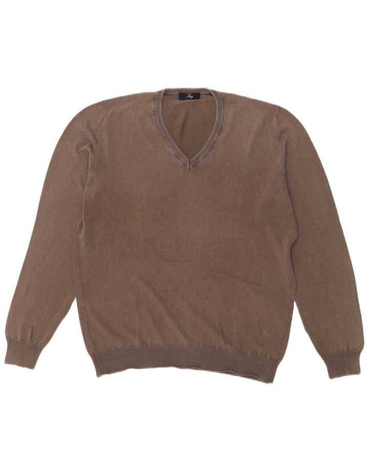 Maglione Fay Uomo Scollo a V IT 50 Cotone Grigio Medio