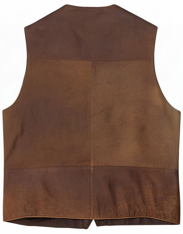 Gilet in pelle da uomo vintage UK 44 2XL Marrone