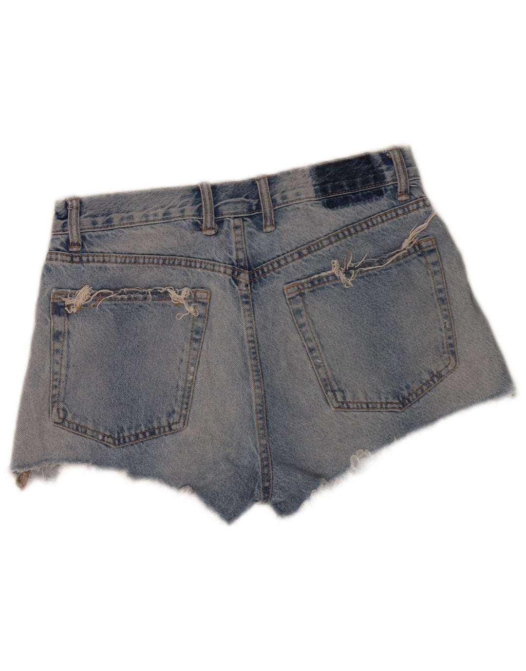 Pantaloncini in denim invecchiato da donna Zara EU 38 piccoli W28 cotone blu