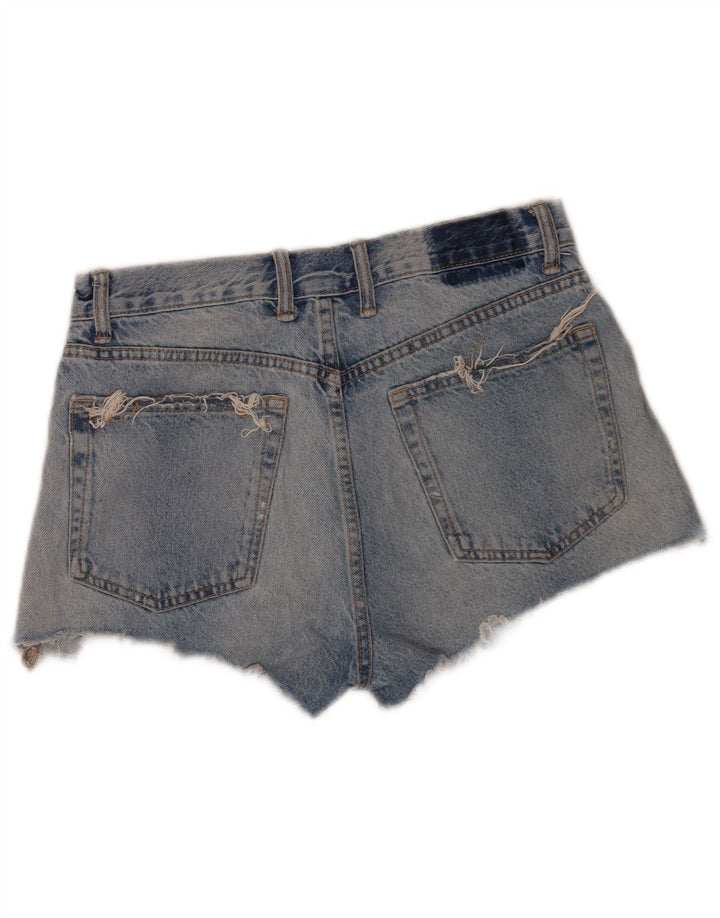 Pantaloncini in denim invecchiato da donna Zara EU 38 piccoli W28 cotone blu