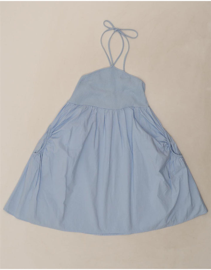 ZARA Womens Halter Dress UK 8 Small Blue Cotton Vintage Zara and Second-Hand Zara from Messina Hembry 