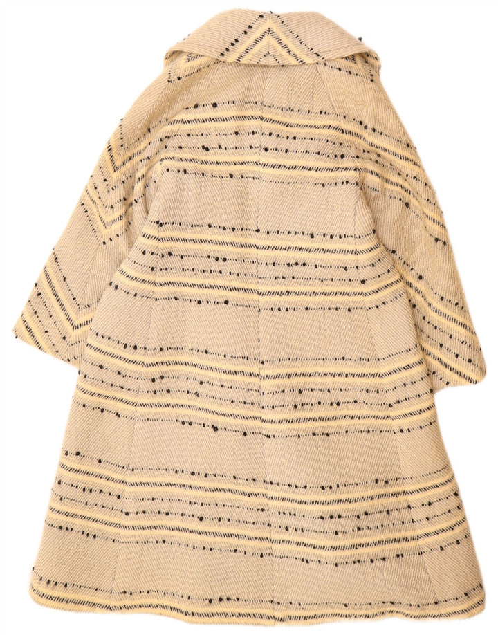 Soprabito vintage da donna IT 46 grande a righe bianco sporco