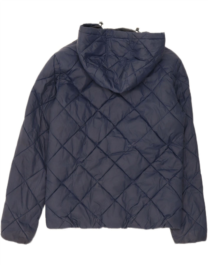 JACK & JONES Mens Workwear Hooded Quilted Jacket UK 38 Medium Navy Blue Vintage Jack & Jones and Second-Hand Jack & Jones from Messina Hembry 