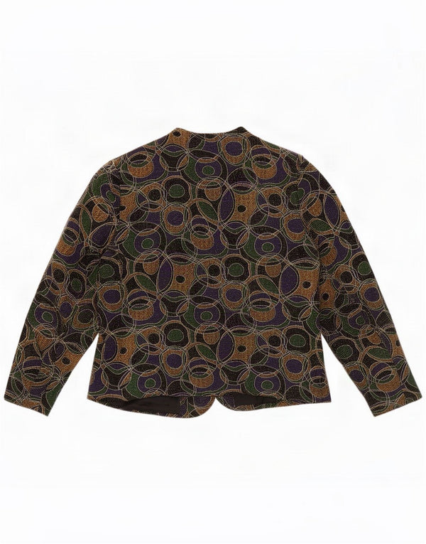 Giacca blazer vintage da donna con motivo astratto UK 16 grande multicolore