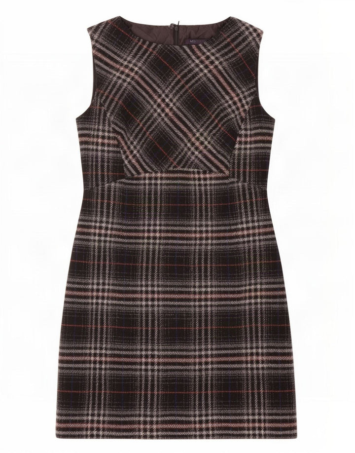 Abito a trapezio senza maniche da donna Marks & Spencer UK 12 Mdium Plaid nero