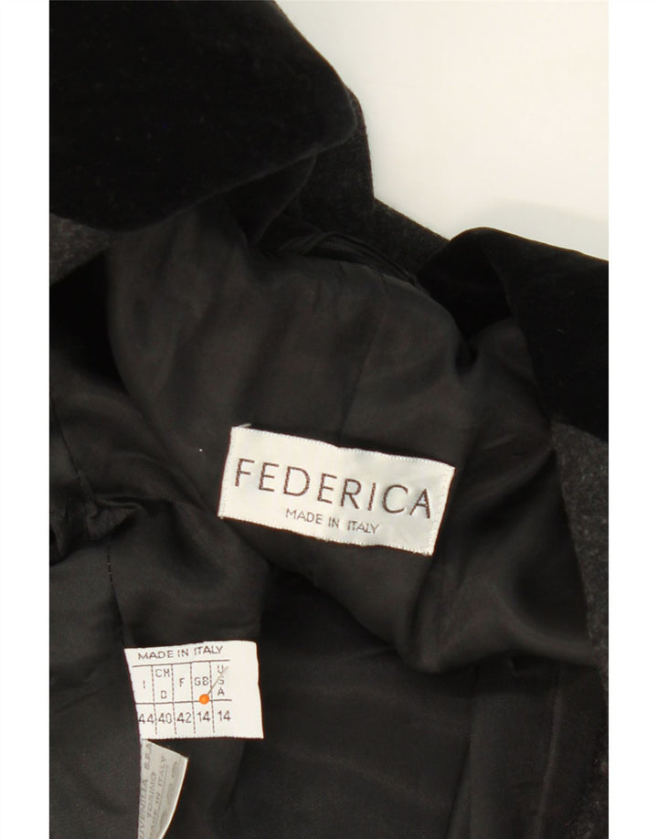 FEDERICA Womens 1 Button 2 Piece Skirt Set UK 14 Medium W28  Grey Vintage Federica and Second-Hand Federica from Messina Hembry 