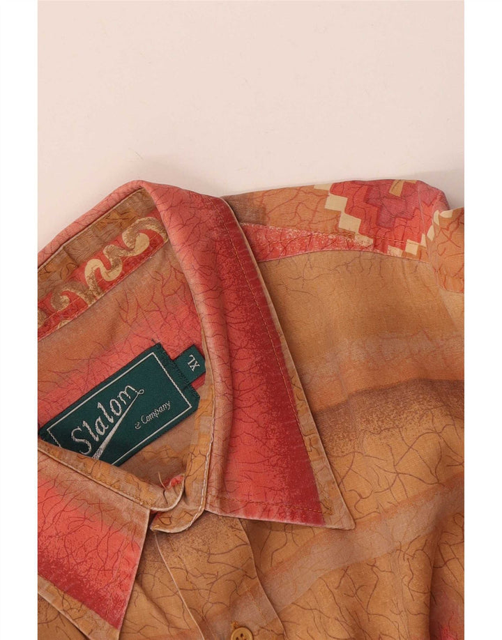 Camicia vintage da uomo a maniche corte XL Beige geometrica