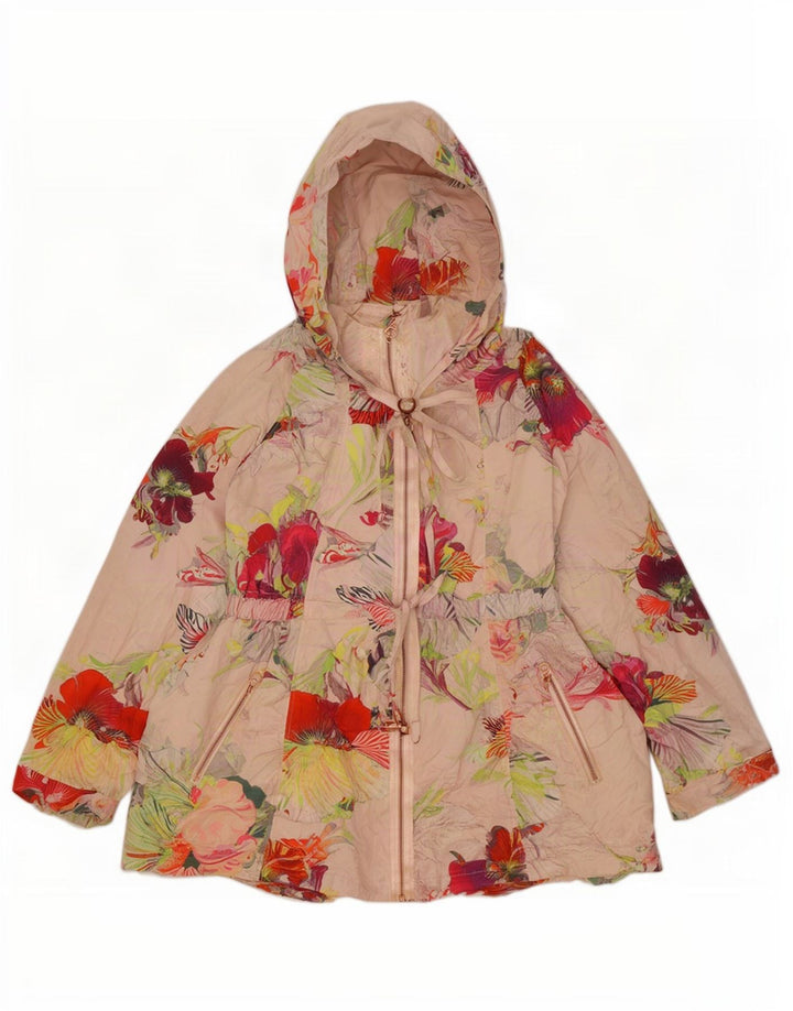Ted Baker Giacca antipioggia da donna con cappuccio taglia 3 media floreale multicolore