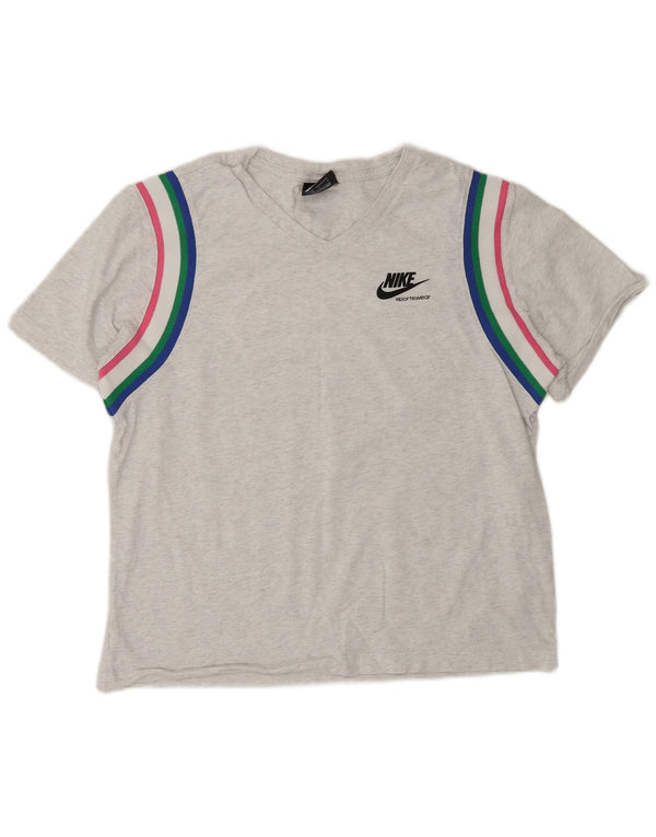 T-shirt da donna Nike Top UK 16 grande in cotone color block grigio