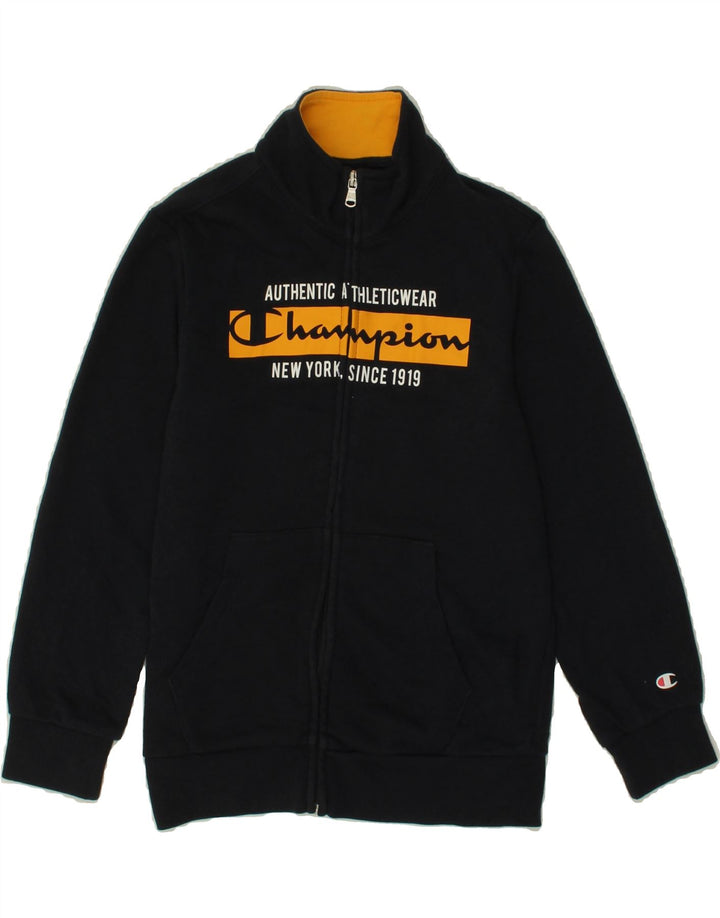 CHAMPION Boys Graphic Tracksuit Top Jacket 9-10 Years Medium Navy Blue Vintage Champion and Second-Hand Champion from Messina Hembry 