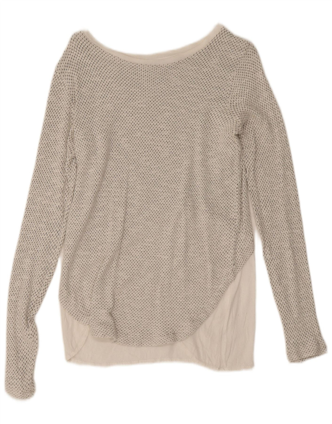 Top Zara da donna oversize a maniche lunghe UK 10 piccolo bianco maculato