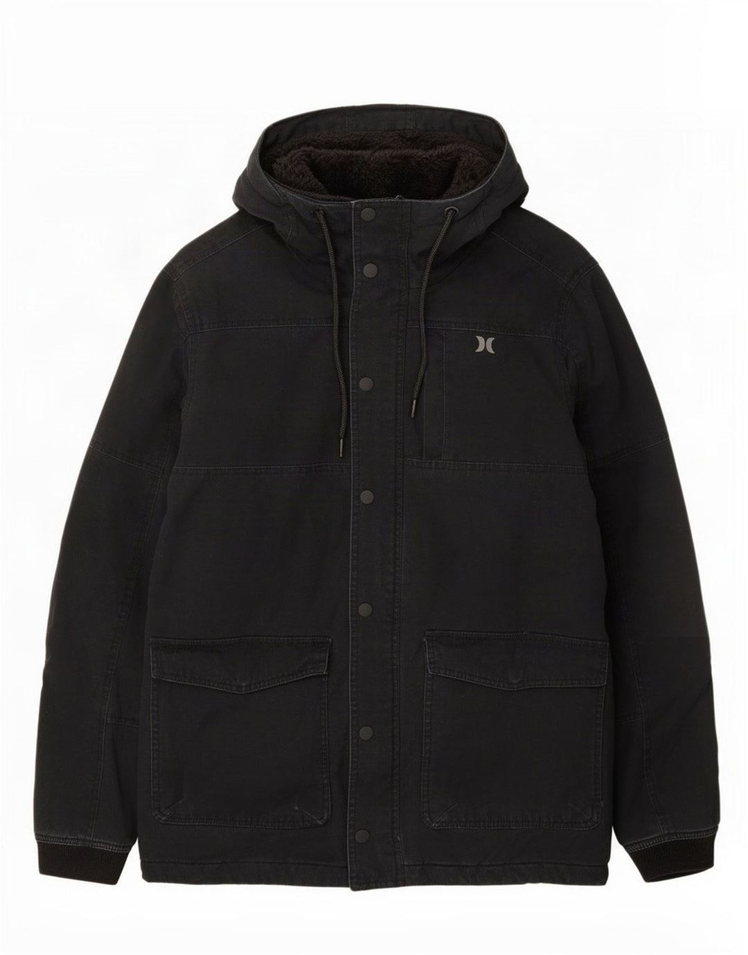 Giacca Parka con cappuccio da uomo Hurley UK 36 piccola in cotone nero