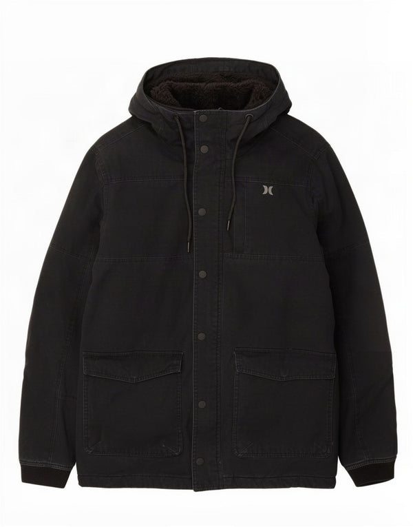 Giacca Parka con cappuccio da uomo Hurley UK 36 piccola in cotone nero