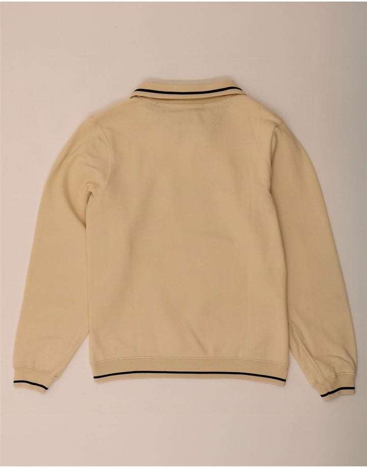 Felpa Champion da uomo con grafica con zip e collo, piccola, in cotone beige