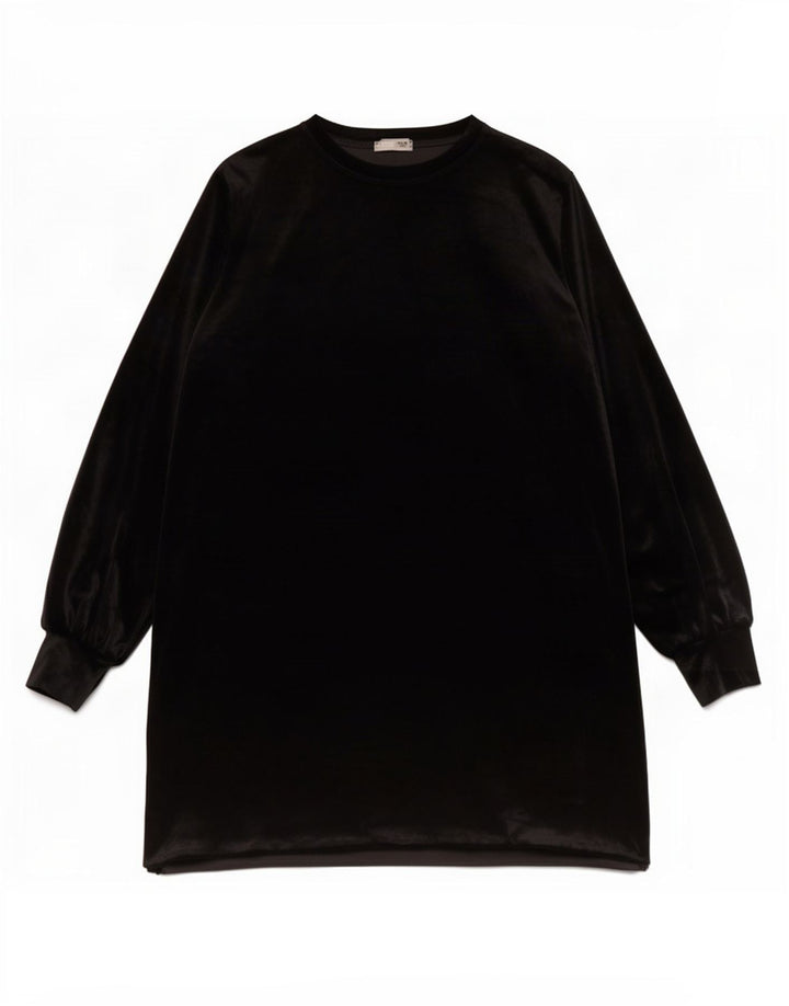 Abito a trapezio a maniche lunghe da donna Zara UK 16 grande poliestere nero