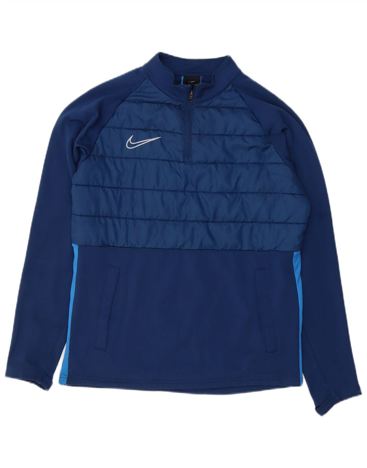 Felpa Nike da uomo Dri Fit con zip e collo, piccola, color block blu navy