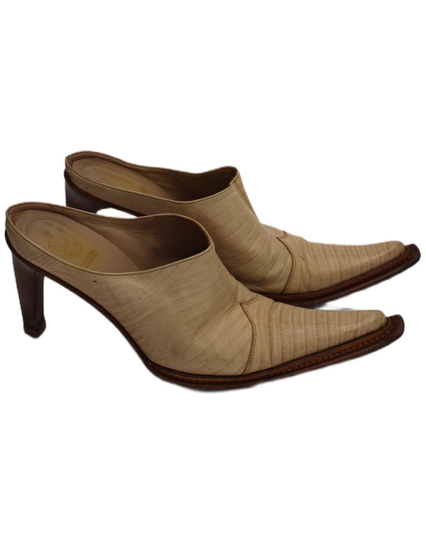 Vero Cuoio Tacco a spillo in pelle da donna Taglia UK 6 Pelle beige con stampa animalier