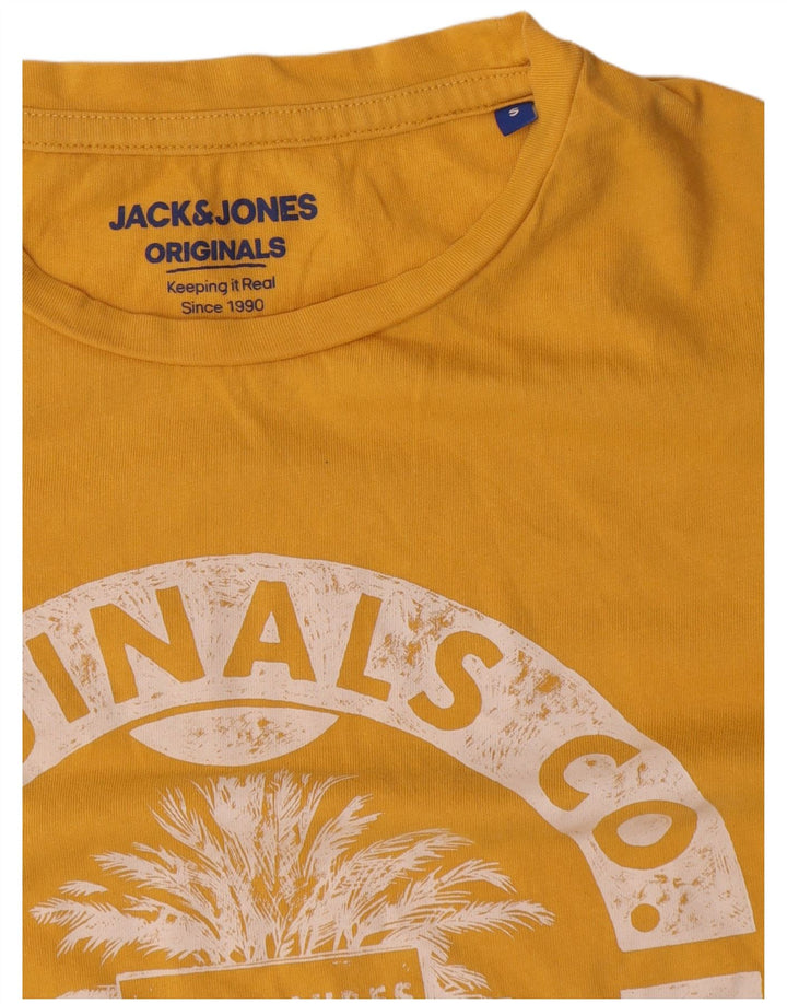 T-shirt grafica da uomo Jack & Jones Top piccola in cotone giallo