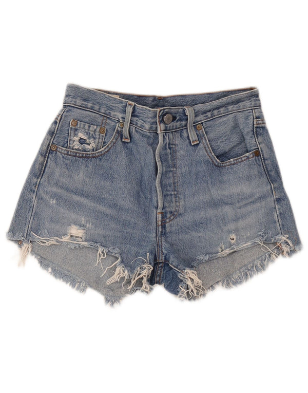 Pantaloncini di jeans effetto invecchiato 501 da donna Levi's W23 2XS cotone blu