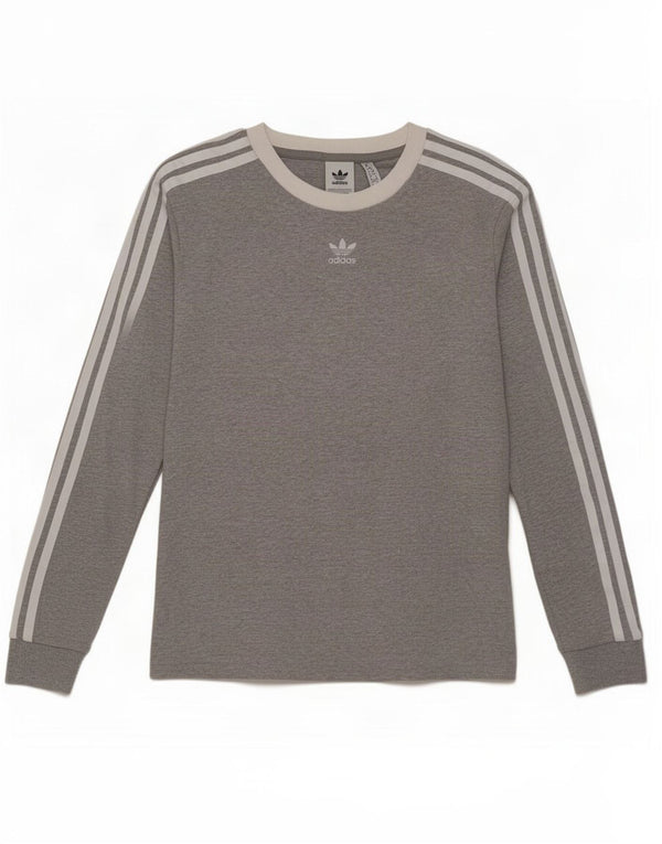 Top Adidas da donna a manica lunga UK 10 piccolo in cotone grigio