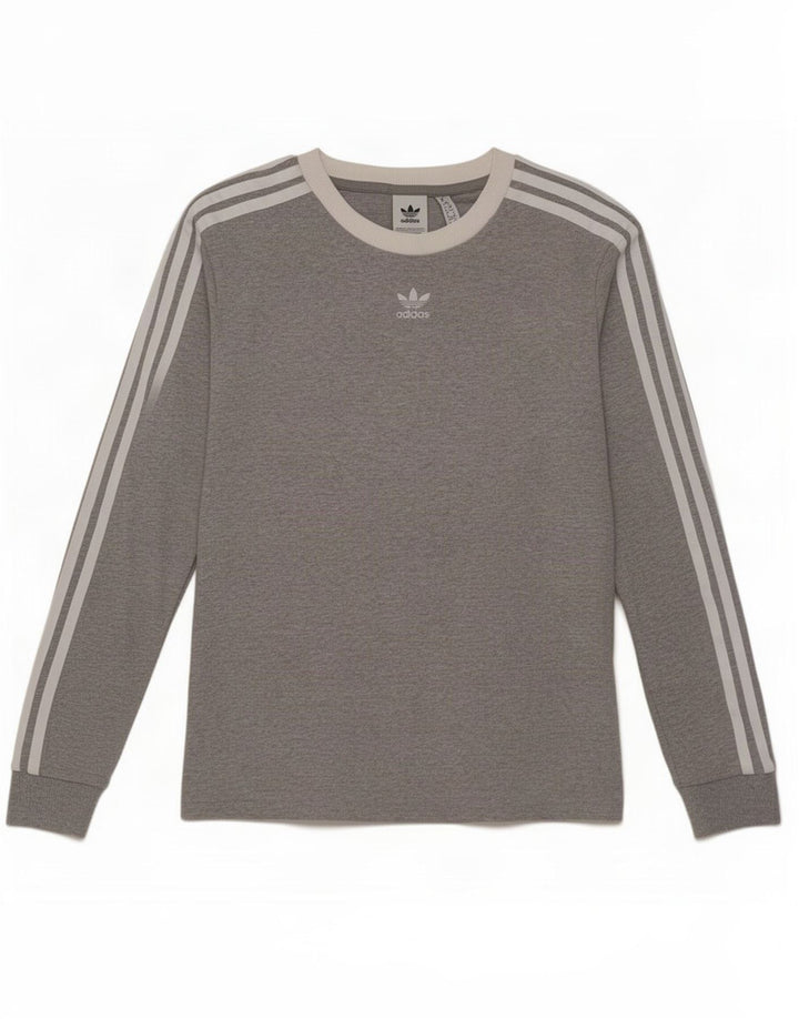 Top Adidas da donna a manica lunga UK 10 piccolo in cotone grigio