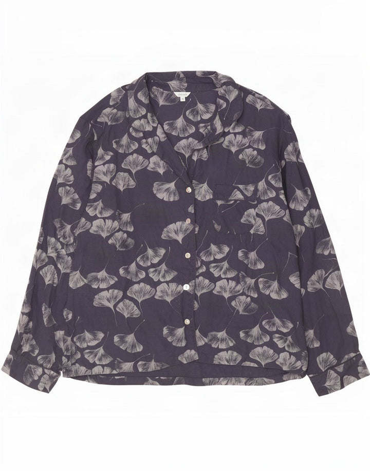 Jigsaw Donna Camicia Oversize Camicetta UK 14 Medio Blu Navy Floreale
