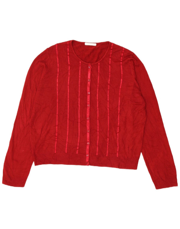 Maglione cardigan da donna Marks & Spencer UK 22 3XL Acrilico a strisce rosse