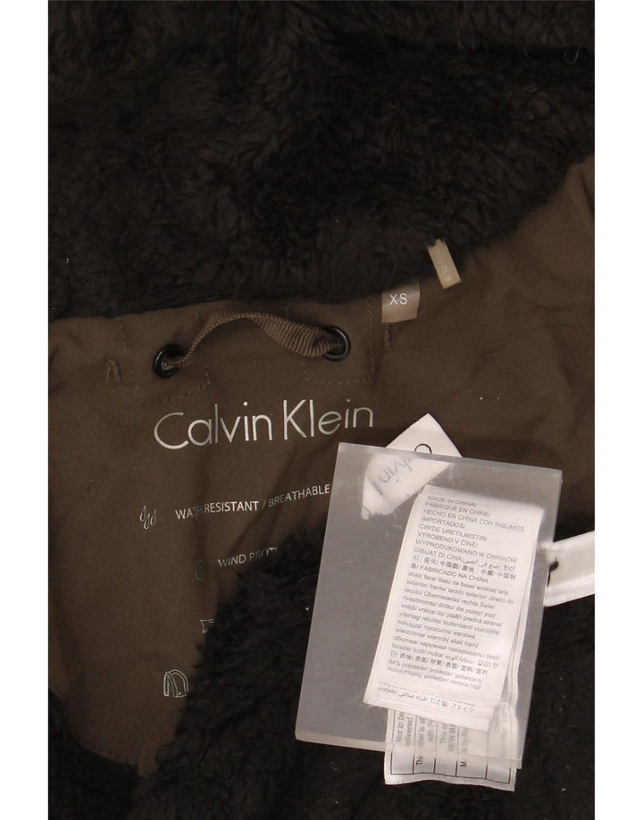 Giacca parka oversize con cappuccio da donna Calvin Klein UK 6 XS poliestere marrone