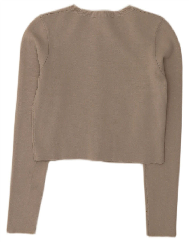 Maglione cardigan corto da donna Zara UK 8 piccolo in viscosa grigia