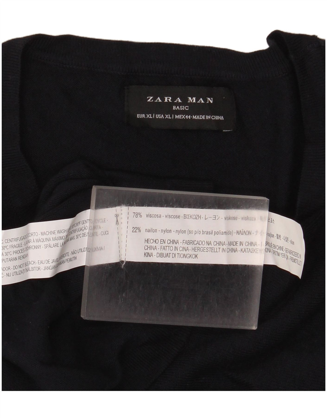 Maglione ZARA da uomo girocollo XL in viscosa blu navy