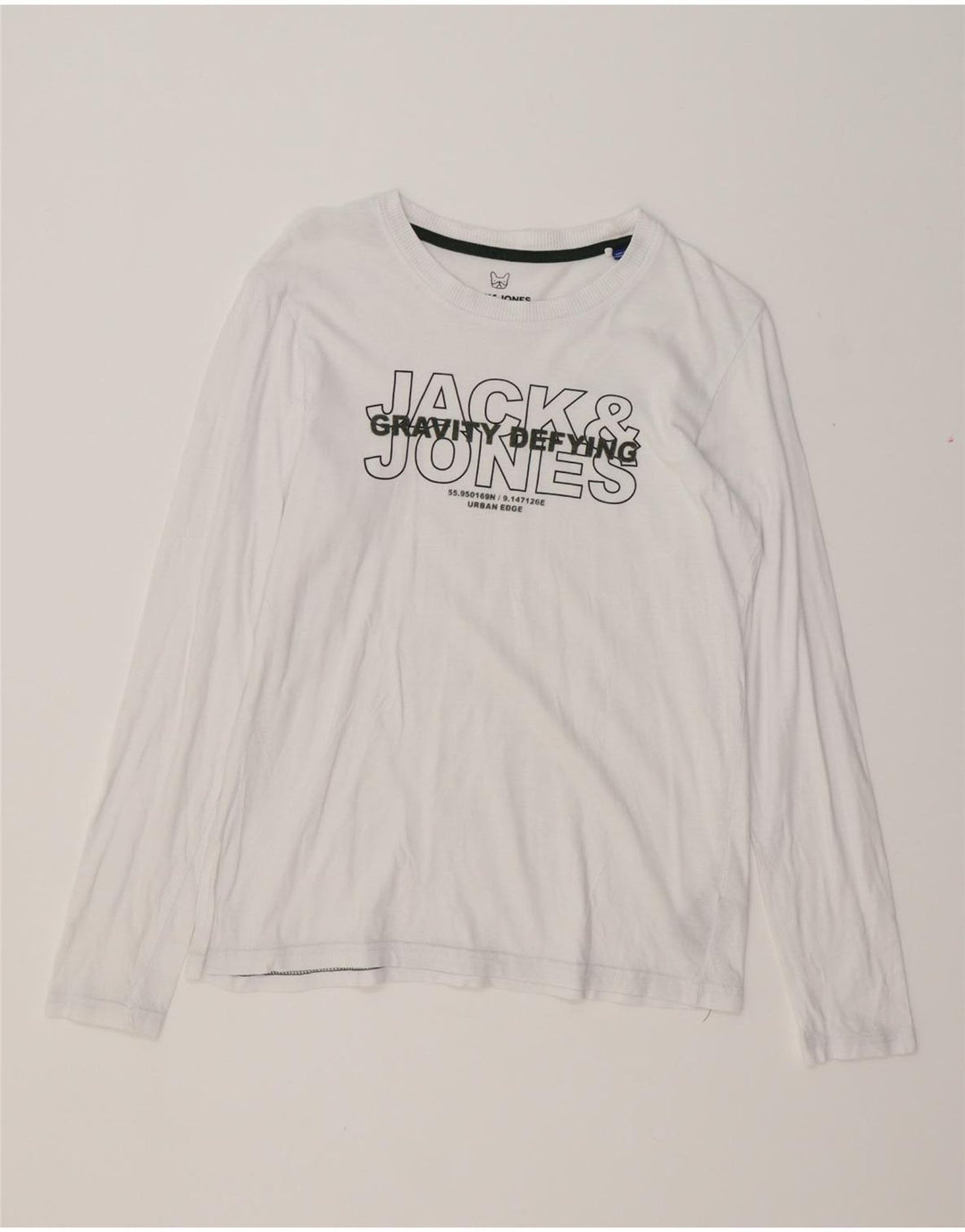 JACK & JONES Boys Graphic Top Long Sleeve 13-14 Years White Cotton
